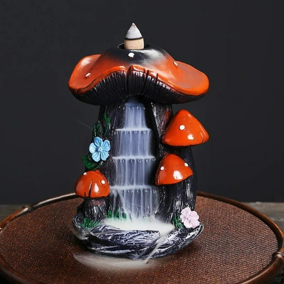 1pc Mushroom House Waterfall Backflow Incense Burner, Handmade Resin Home Decor (Without Incense)