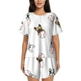 thumbnail image 1 of Balery Bbaseball Dog Conjunto de Pijama para Mujer con Estampado, Dos Piezas de Manga Corta y Shorts, Ropa de Dormir Suave con Cuello Redondo y Bolsillos-3X-Large, 1 of 6