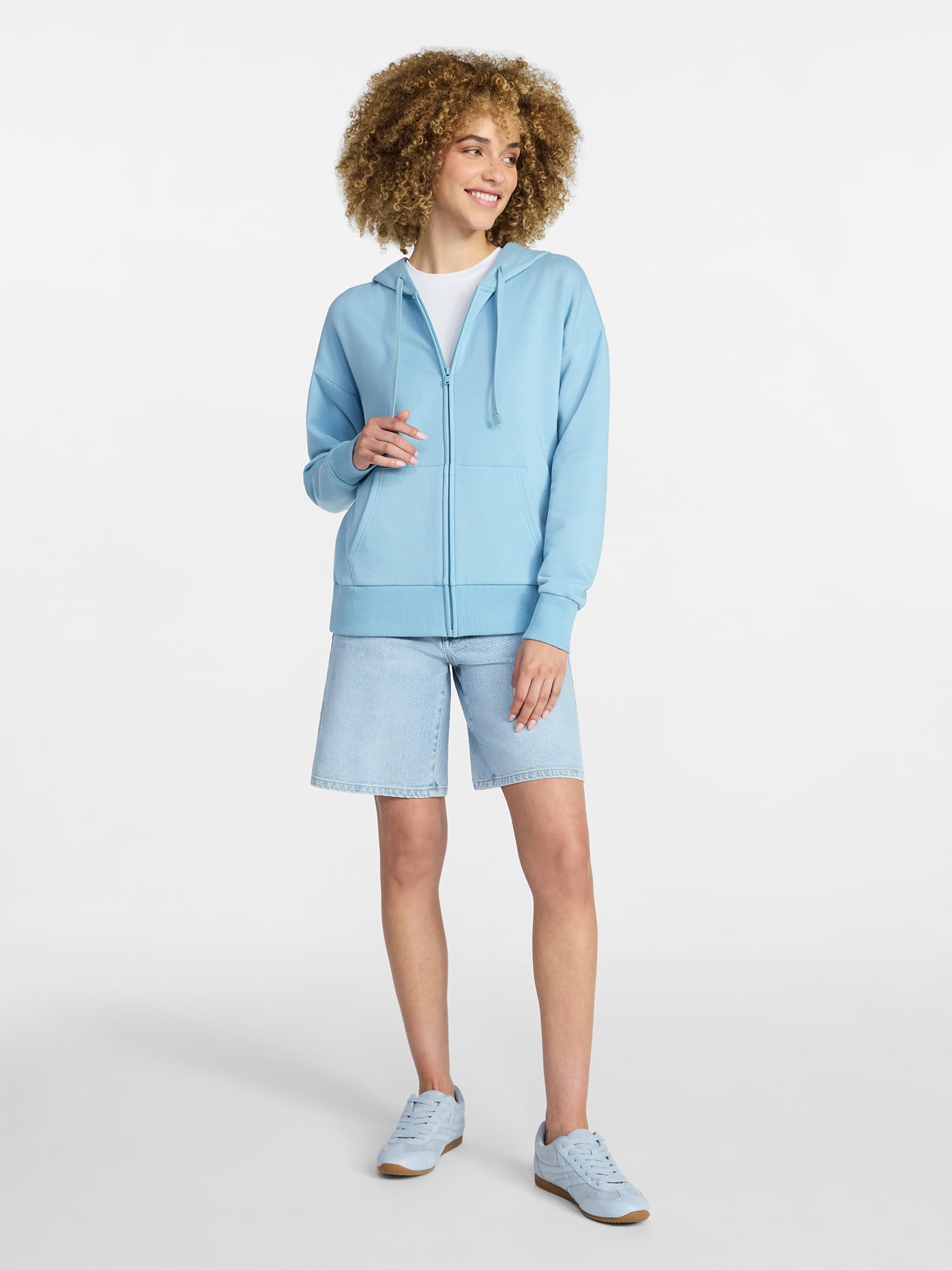 Time and Tru Women's and Women’s Plus Zip Front Fleece Hoodie Jacket, Sizes XS-4X