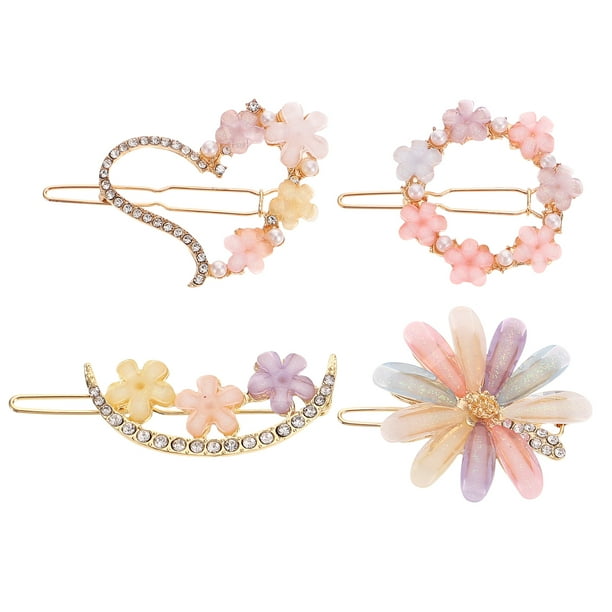 4 horquillas para el pelo con flores para niña y mujer, pinzas decorativas para el pelo.