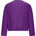 thumbnail image 6 of AWZXDE Girls Elegant Short Satin Jacket With Silver Foil Print Long Sleeve Girl Coat For Formal Party Dressy Cardigan Outerwear And Holiday Purple, 6 of 7