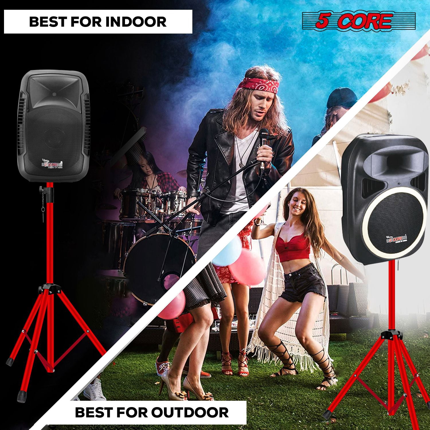 Speaker Stand 2Pcs Tripod Floor Tall Adjustable Up to 72 Inch DJ Studio Monitor Stands Pole Mount