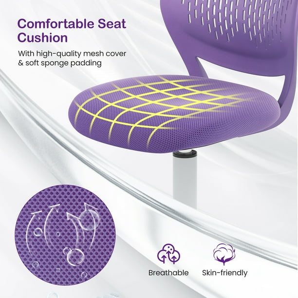 クリアチェア パープル Costway Kids Desk Chair with Wheels, Ergonomic Swivel