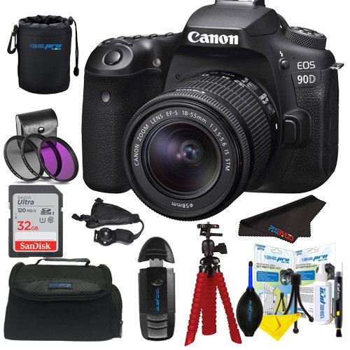Canon EOS 90D DSLR Camera with 1855mm + Pixi Essential Bundles