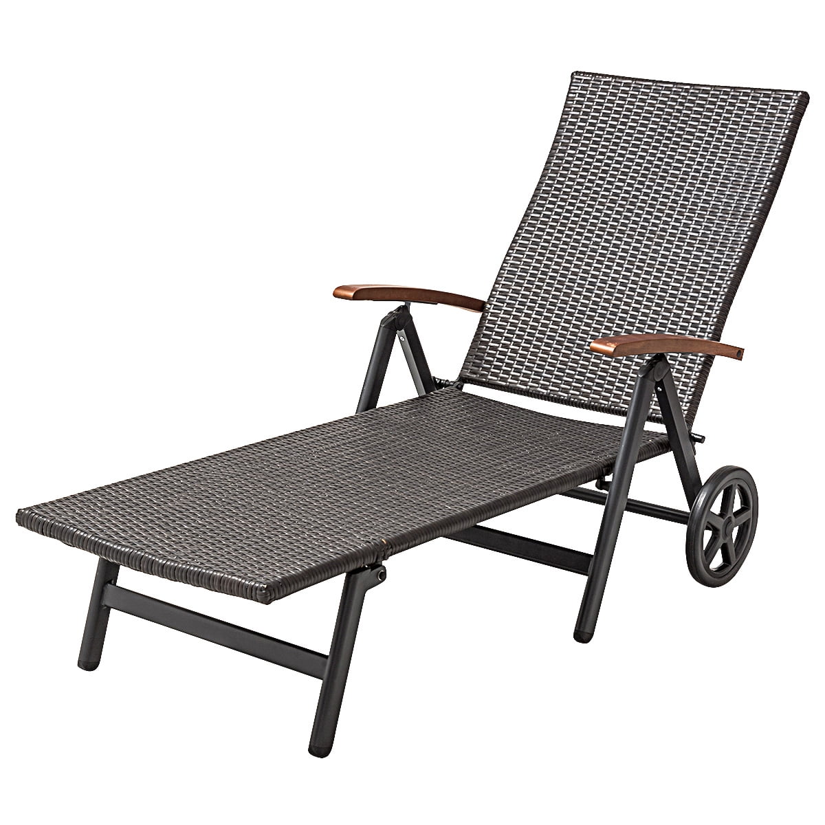 Topbuy Folding Rattan Reclining Chair Back Adjustable ...
