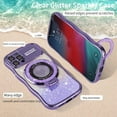 thumbnail image 4 of Dteck for iPhone 15 Pro Case with Camera Lens Protector, Love Heart with Rotating Ring Holder Stand Sparkly Phone Case for iPhone 15 Pro,Purple, 4 of 5