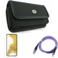 thumbnail image 1 of Matte Screen Protector & 6ft USB Cable & Case Belt Clip for Samsung Galaxy S22 (6.1") - TPU Film Anti-Glare & Purple Type-C & Rugged Holster Accessory Bundle, 1 of 1