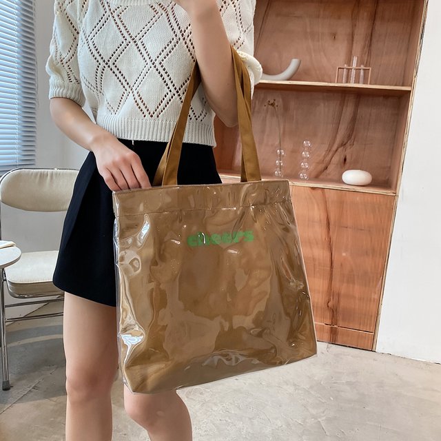 Bolsa Bolso de hombro con estampado de retazos de PVC de lona para mujer a la moda bolso grande (marrón) JShteea Para Estrenar
