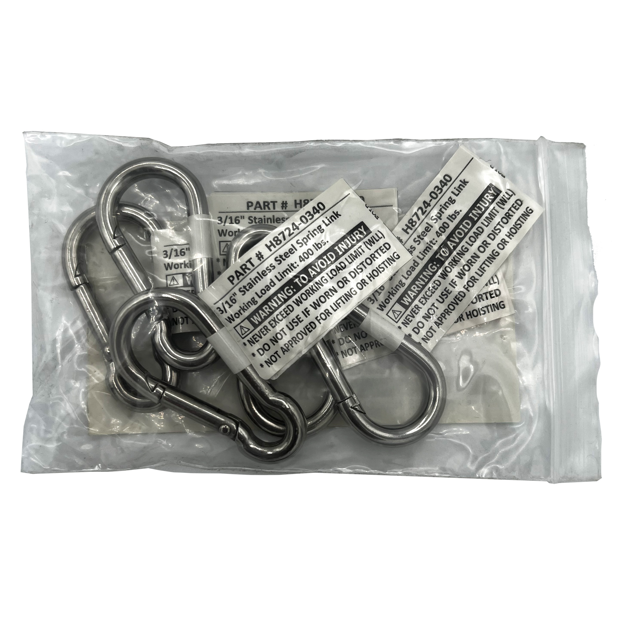 3/16" Stainless Steel Spring Link, 5 Pack, Peerless Chain, #H8724-0340