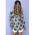 thumbnail image 3 of Women's Bohemian Blue Tribal Pattern Long Sleeve Shirt, 3 of 12