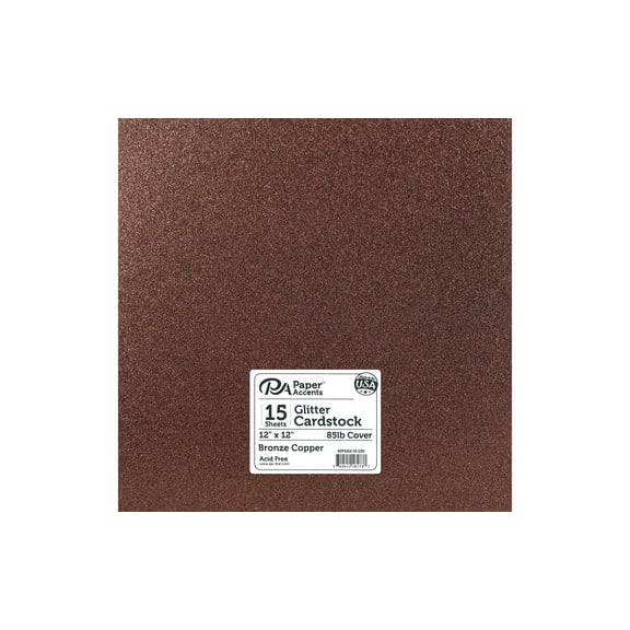 Paper Accents Glitter Cardstock 12"x 12" 85lb 15pc Bronze Copper