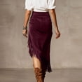 thumbnail image 7 of Byworldtasic Fringe Skirt Women High Waist Bodycon Asymmetrical Hem Long Festival Party Punk Tassel Skirts, 7 of 7