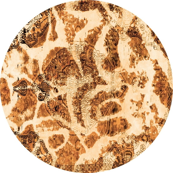 Ahgly Company Indoor Round Abstract Orange Modern Area Rugs, 5' Round