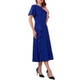 thumbnail image 4 of INSPIRE CHIC Women's Ruffle Dress Wedding Guest Crew Neck Short Sleeve Formal Cocktail Midi Dresses S Royal Blue, 4 of 6