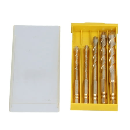 

5Pcs Drill Bit Cross Spear Head Hex Shank Drilling Tool Set Kit for Tile Concrete GlassGold