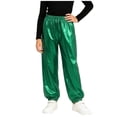 thumbnail image 2 of QSXADF Kid's Hip Hop Dance Jogger Pants Metallic Shiny Loose Elastic Waist Cool Children Outdoor Pants, 2 of 6