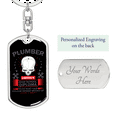 thumbnail image 2 of Funny Plumber Swivel Keychain Dog Tag Stainless Steel or 18k Gold, 2 of 8