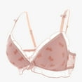 thumbnail image 3 of Guluxicc Lace Bras for Women No Underwire Triangle Bralette Wireless Comfortable Bra Push Up Bras, Pink, L, 3 of 8
