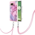 thumbnail image 2 of Case for Google Pixel 7a, Adjustable Detachable Crossbody Strap Neck Strap Silicone Bumper Marble Painted TPU Ultra Thin Shockproof Protective Phone Case Cover for Google Pixel 7a, Pink, 2 of 7