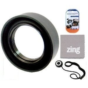 55mm Soft Rubber Lens Hood For Sony 55-200mm f/4-5.6 DT AF Zoom Lens + Cap Keeper + MicroFiber Cleaning Cloth + LCD Screen Protectors