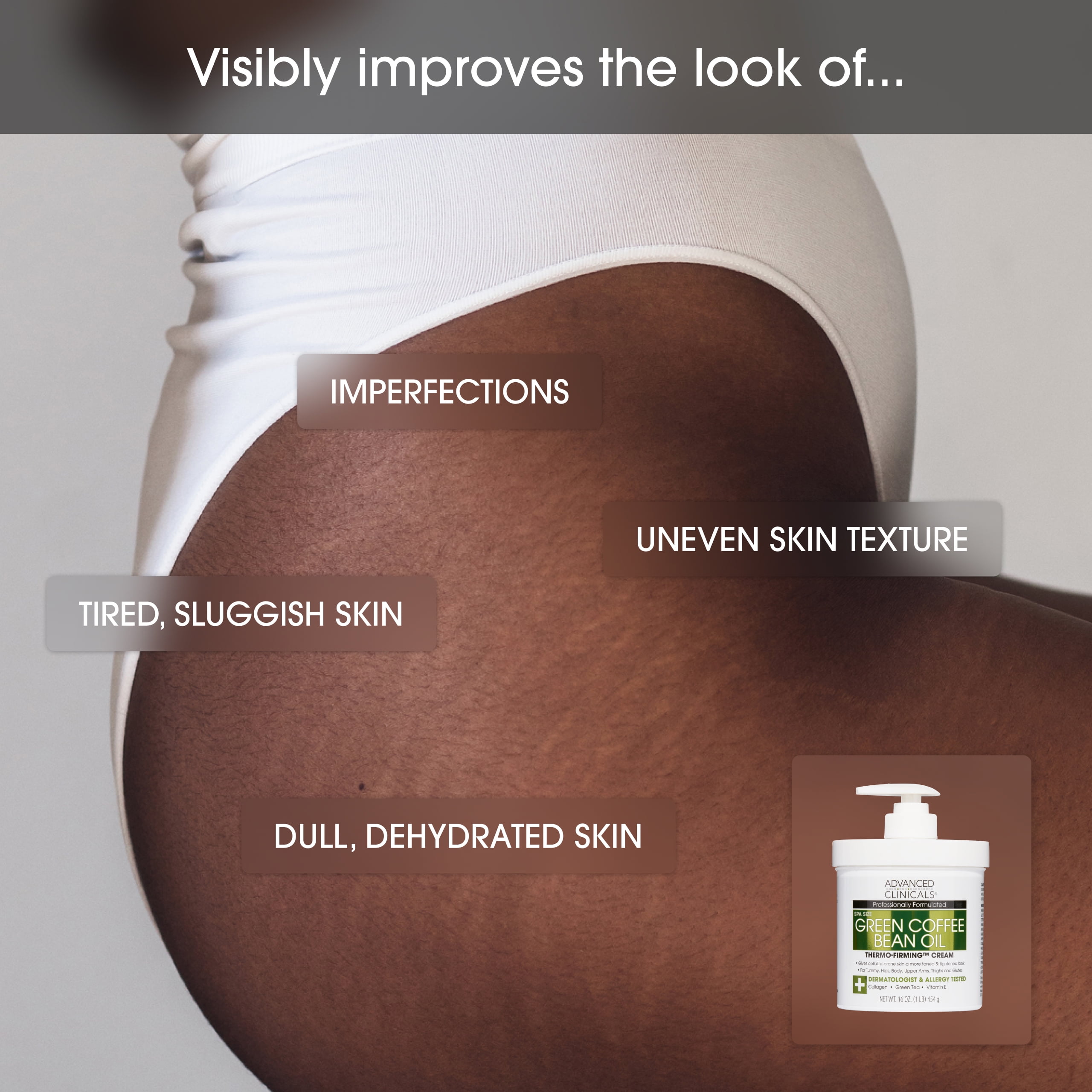 Advanced Clinicals Green Coffee Bean Body Cream and Moisturizing Collagen Body Lotion. Two 16 fl oz