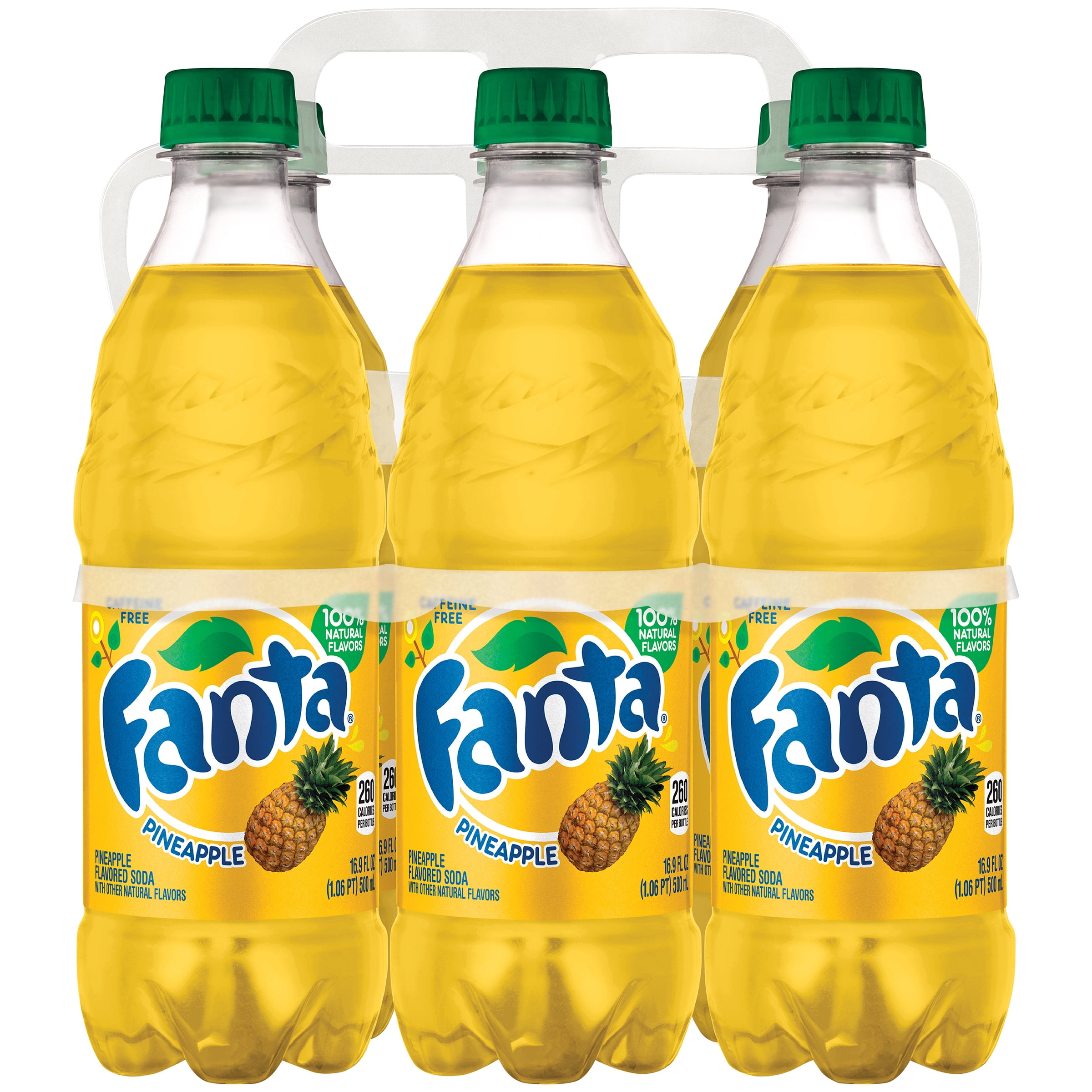 Fanta CaffeineFree Pineapple Flavored Soda, 16.9 Fl. Oz., 6 Count