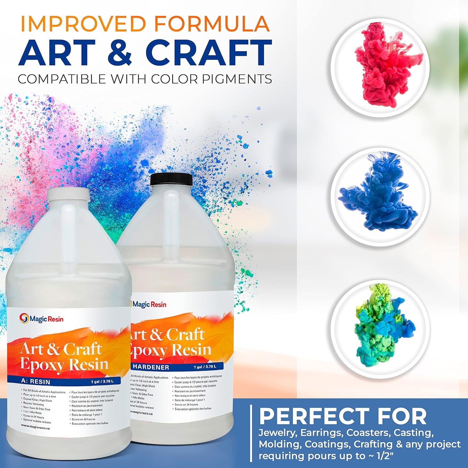 Epoxy Resin Kit for Art & Craft | 2 Gallon(256oz) | Odorless | Crystal Clear Epoxy Resin | Jewelry, Earrings, Coasters, Casting, Molding, Crafting & More | Includes Many Accessories