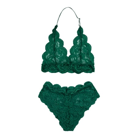 

Cathalem Special Underwear for Men Thin Bra Pajamas Lingerie Set Underwear Gathered Lace Women s Wireless Briefs for Men Large Underwear Green Large