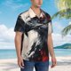 thumbnail image 3 of Balery Red Black Ink Style Bald Eagle Camisas hawaianas de manga corta para hombre, camisas playeras de corte holgado, camisas de vacaciones con botones,3X-Large, 3 of 7