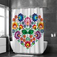 thumbnail image 2 of Coolnut Bath Shower Curtain Liners Folk Art Heart Flowers 60x72in Polyester Waterproof with 12 Curtain Hooks Bathroom Accessories Decoration, 2 of 6