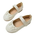 thumbnail image 3 of Hessimy Girls Dress Shoes, Mary Jane Flower Girls Shoes, Cute Princess Low Heels for School, Wedding, Party (Toddler/Little Kids/Big Kids) sandals school Round headed (White,11.5), 3 of 5