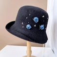 thumbnail image 2 of CoCopeaunts Womens Bucket Hat Vintage Fisherman Hat Winter Warm Wool Bowl Hat Fashion Broken Diamond Flower Bucket Cap for Girl, 2 of 8