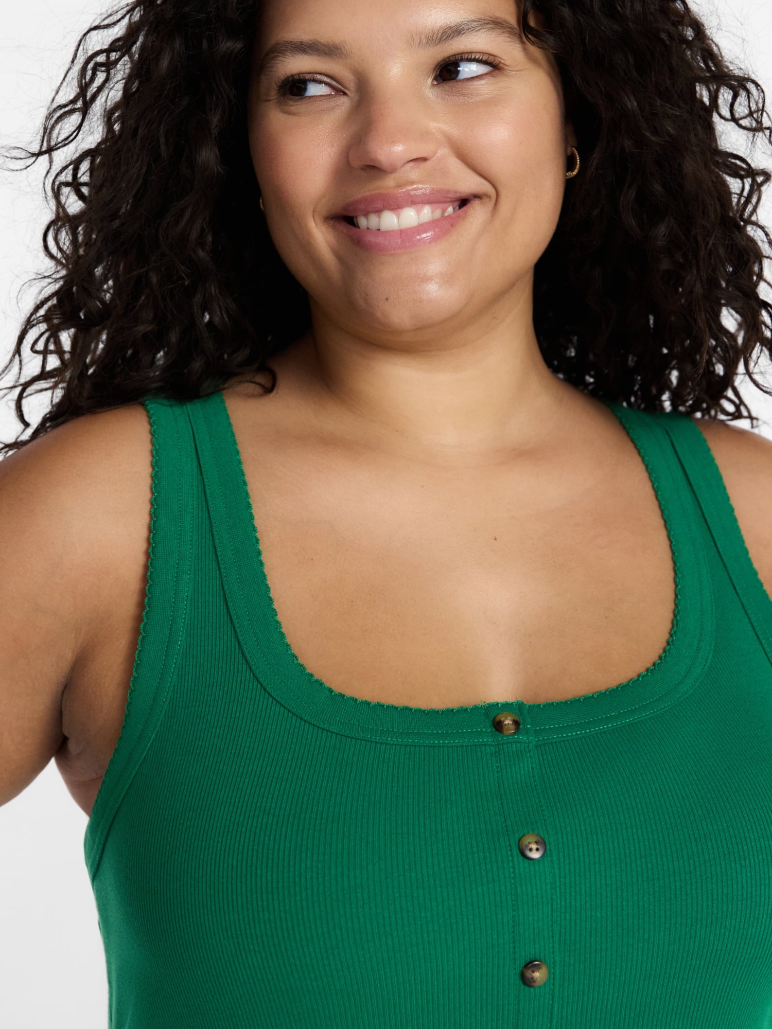 Terra & Sky Women’s Plus Size Button Through Tank, Sizes 0X-4X