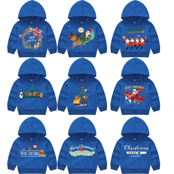 Godderr 2-7Y Kids Boys Hooded Warm Sweatshirt for Christmas Sweatshirt Long Sleeve Pullover Warm Tops Winter Casual Coat for Toddler Baby