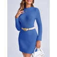 thumbnail image 4 of Long Sleeve Womens Sweater Dress Bodycon Crew Neck Fall Slimming Knit Mini Dresses, 4 of 7