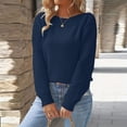 thumbnail image 3 of Women's Long Sleeve Crew Neck Crochet Pullover Sweater, 3 of 20