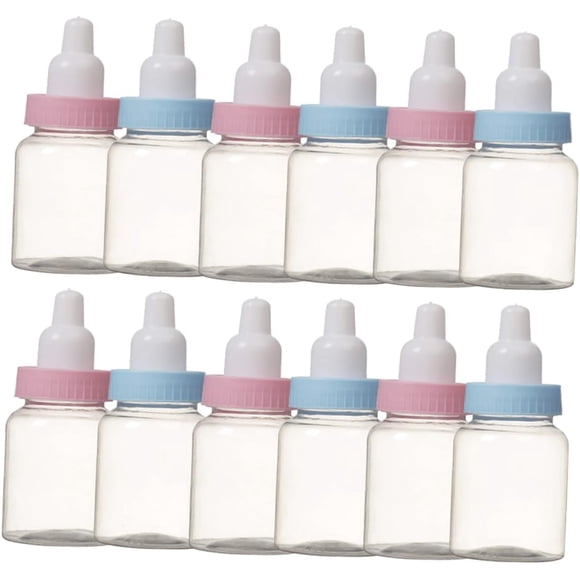24 piezas Botellas de Dulces Rellenables para Fiesta de Revelación de Género de Candy Box Transparente para Shower y Cumpleaños Diseño Adorable Rosa y Azul para Dulceros y