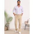 thumbnail image 2 of INSPIRE CHIC Men's Drawstring Waist Breathable Summer Linen Beach Pants 28 Khaki, 2 of 5