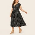 thumbnail image 2 of gakvbuo Plus Size Dress For Women Wedding Guest Women's Casual Plus Size V-neck Sleeveless Polka Printed Button Belt Dress, 2 of 9