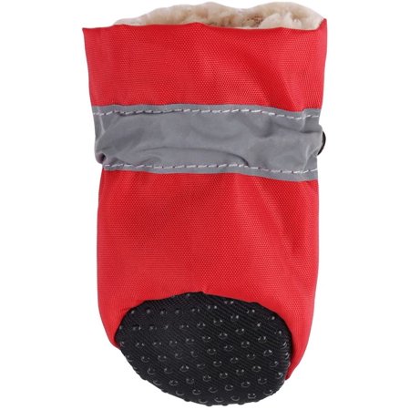 4Pcs set Pet Dog Shoes No slip Waterproof Dog Boots Indoor Dog Boots Outdoor Dog Shoes with Soft Pad and Adjustable Fastening Straps for Protecting Pet's Paws and Nails(3 red)