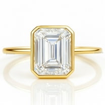 Jewelerix Emerald Cut CZ Solitaire Ring Elegant 10K Yellow Gold Plated Ring Bezel Set Engagement Ring, Minimalist Jewelry for Women