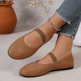 thumbnail image 5 of Domuza Women's Mary Jane Flat Shoes with Elastic Strap, Soft Faux Suede Slip On Casual Walking Flats, Comfortable Low Profile Everyday Footwear for Work Office Daily Wear Brown 9（EU-42）, 5 of 8