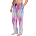 thumbnail image 5 of Men's Sleep Pants Lightweight Pjs Sleepwear Comfortable Lounge Pants Bottom Pants with Pocket Pink and Blue Tie-dye Pattern, 5 of 7