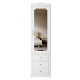thumbnail image 6 of Cyehnenx Armoire Wardrobe Closet with Mirror Door and 3 Drawers, 69.5" H Wood Bedroom Clothing Storage Cabinet with Hanging Rod & Sensor Light, White, 6 of 8