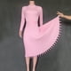 thumbnail image 3 of Suéter largo de punto de color sólido con vestido plisado para mujer, moda de otoño e invierno de Europa y Estados Unidos, 3 of 6