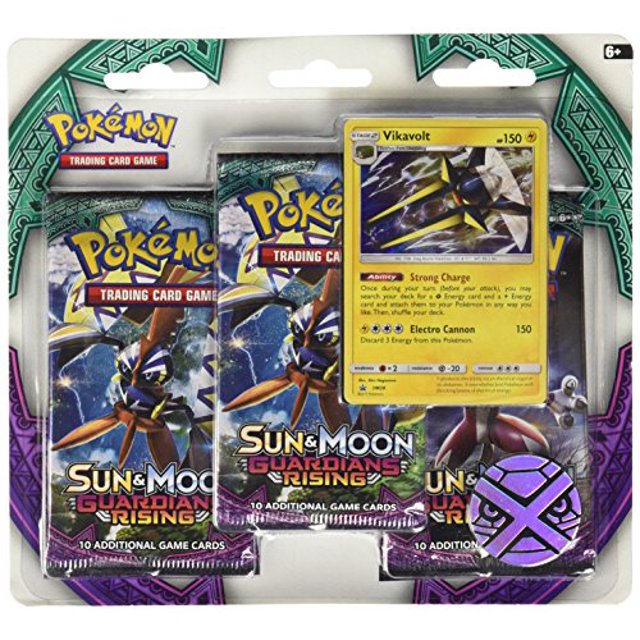 Pokemon TCG: Sun & Moon Guardians Rising, Blister Pack Containing 3 Booster Packs and Featuring A Special Turtonator Or Vikavolt Card