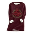 thumbnail image 1 of Pntutb Hauts de Noël pour Femmes Liquidation Mode Féminine Impression de Noël Manches Régulières Hiver Ample Vacances Décontracté Manches Col Rond Chemise Hauts, 1 of 2