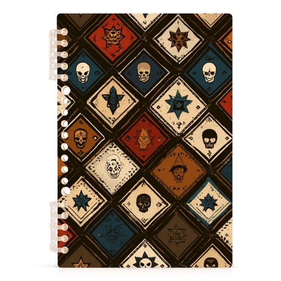Haosy Skull Star Card Notebooks 1-subject Journal 60 Sheets A5 College Ruled Paper Detachable Ring 8.3"x5.7"