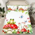 thumbnail image 2 of Feelyou Kawaii Frog Prince Bed Sheets, Mushroom Plant Botanical King Sheets, Cute Cartoon Animal Sheet Set, Ultra Soft Bedroom Decor, 4-Piece, 2 of 7