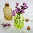 thumbnail image 3 of Vintage Design Embossed Fleur De Lis Clear Glass Bottles with Cork Lid, Apothecary Flower Bud Vases,Green, 3 of 7